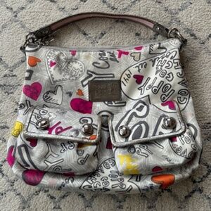 COACH Poppy Graffiti Print Y2K Era Shoulder Bag